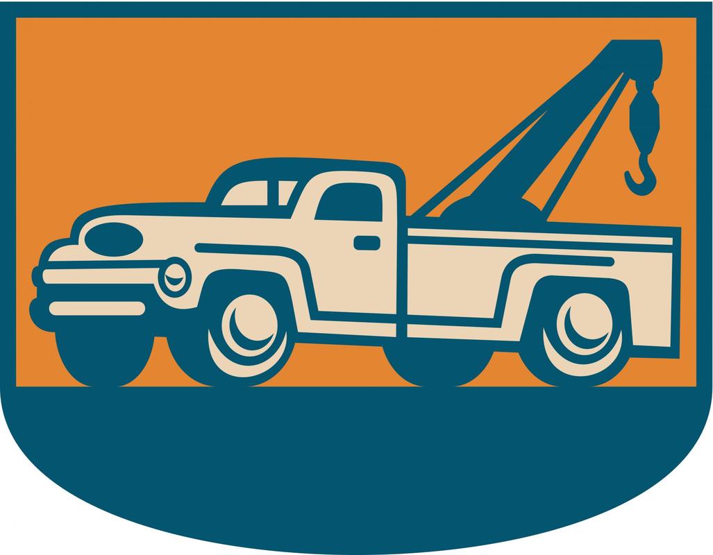 blue and orange animated towing truck